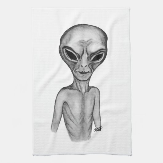Gray Alien Theedoek (Verticaal)