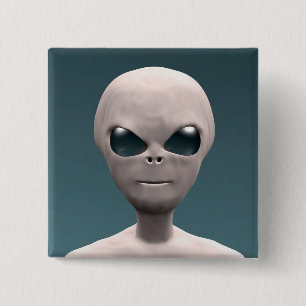 Gray Alien Vierkante Button 5,1 Cm