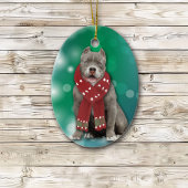 Gray American Bully Dog Kerstmis Keramisch Ornament