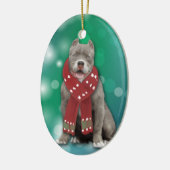 Gray American Bully Dog Kerstmis Keramisch Ornament (Links)