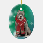Gray American Bully Dog Kerstmis Keramisch Ornament (Voorkant)