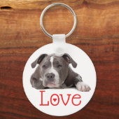 Gray American Staffordshire Terrier Puppy Dog Sleutelhanger (Voorkant)