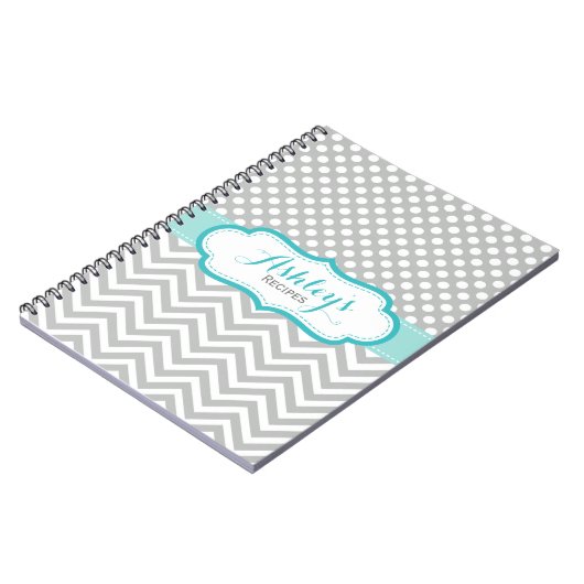 Gray and Aqua Blue Polka Dots Pattern Notitieboek (Linkerzijde)