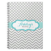 Gray and Aqua Blue Polka Dots Pattern Notitieboek (Voorkant)