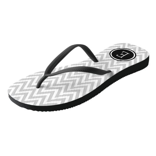 Gray and Black Chevron Monogram Teenslippers (Schuin)