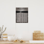 Gray and Black Damask Reception Seining Chart Poster (Keuken)