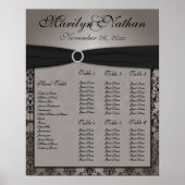 Gray and Black Damask Reception Seining Chart Poster (Voorkant)