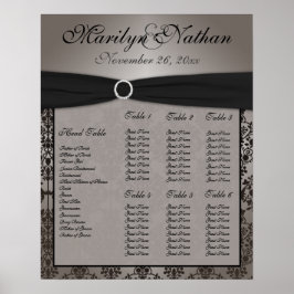 Gray and Black Damask Reception Seining Chart Poster