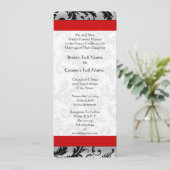 Gray and Black Damask Swirls Weddenschap Monogram Kaart (Staand voorkant)