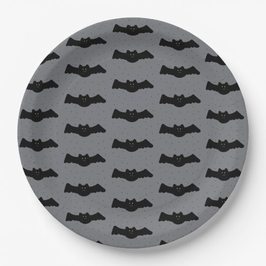 Gray and Black Halloween Bats Papieren Bordje (Voorkant)