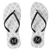 Gray and Black Moroccan Quatrefoil Monogram Teenslippers (Voetbed)