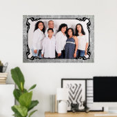 Gray and Black Script Border Family Photo Poster (Thuiskantoor)