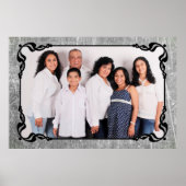 Gray and Black Script Border Family Photo Poster (Voorkant)
