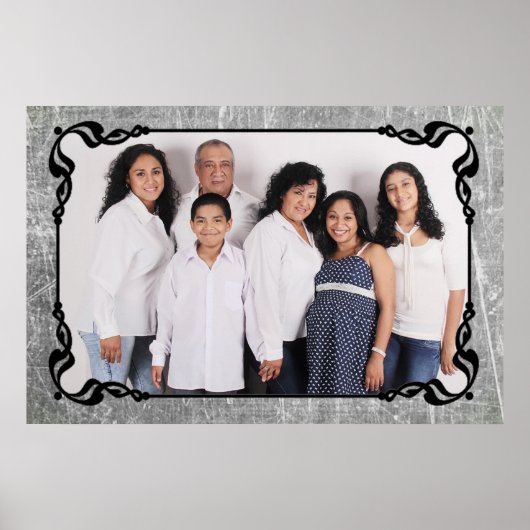 Gray and Black Script Border Family Photo Poster (Voorkant)
