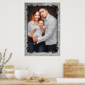 Gray and Black Script Border Family Photo Poster (Keuken)