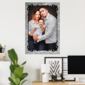 Gray and Black Script Border Family Photo Poster (Thuiskantoor)