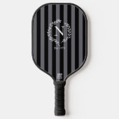 Gray and Black Stripes Monogram Wreath Est Year Pickleball Paddle (Voorkant)