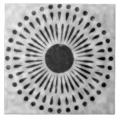 Gray and Black Sunburst Tile Decorative Art Tegeltje (Voorkant)
