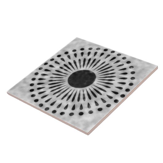 Gray and Black Sunburst Tile Decorative Art Tegeltje (Zijkant)