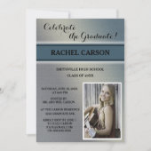 Gray and Blauwgroen Ombre' Photo Afstuderen Invita Kaart (Voorkant)