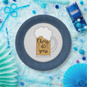 Gray and Blue Beer Mok Cheers tot 40 jaar Papieren Bordje (Feest)