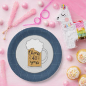 Gray and Blue Beer Mok Cheers tot 40 jaar Papieren Bordje (Feest)