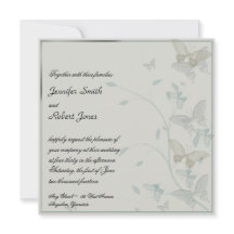 Gray and Blue Butterfly Meadow Wedding Invitation