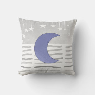 Gray and Blue Moon and Stars Pillow Kussen