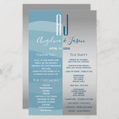Gray and Blue Wedding Program (Voorkant / Achterkant)