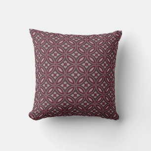 Gray and Burgundy Elegant Floral Tegel Pattern Kussen