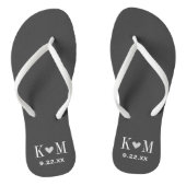 Gray and Charcoal Modern Wedding Monogram Teenslippers (Voetbed)