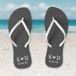 Gray and Charcoal Modern Wedding Monogram Teenslippers<br><div class="desc">Aangepast gedrukte flip flop sandalen gepersonaliseerd met een schattig hart en je monogram initialen en trouwdatum. Klik aanpassen het om tekstdoopvonten en kleuren te veranderen of uw eigen afbeeldingen toe te voegen om unieke één van een soortontwerp te creëer!</div>