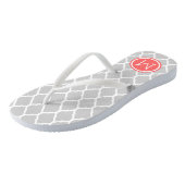 Gray and Coral Moroccan Quatrefoil Monogram Teenslippers (Schuin)