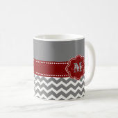 Gray and Dark Red Chevron Persoonlijk Koffiemok (Voorkant rechts)