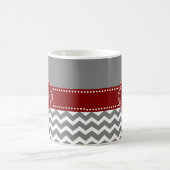 Gray and Dark Red Chevron Persoonlijk Koffiemok (Center)