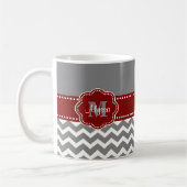 Gray and Dark Red Chevron Persoonlijk Koffiemok (Links)