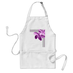 Gray and Eggplant Plumeria Standaard Schort