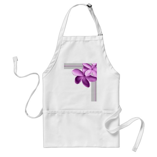 Gray and Eggplant Plumeria Standaard Schort (Voorkant)