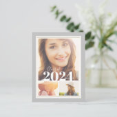 Gray and Gold 3 Foto Graduparty Invitation Aankondigingskaart (Staand voorkant)