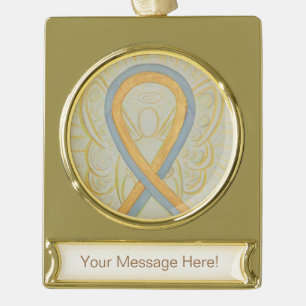 Gray and Gold Awareness Ribbon Angel Ornament Verguld Banner Ornament