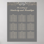 Gray and Gold Baby's Breath Wedding Seating Chart Poster (Voorkant)