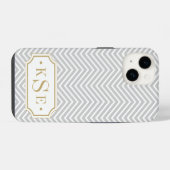 Gray and Gold Elegant Chevron Monogram iPhone Hoesje (Achterkant horizontaal)