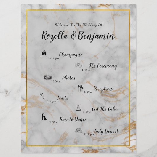 Gray and Gold Marble Agate Elegant Wedding Program (Voorkant)