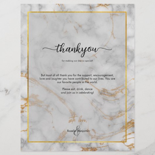 Gray and Gold Marble Agate Elegant Wedding Program (Achterkant)