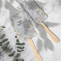 Gray and Gold Marble Agate Elegant Wedding Program