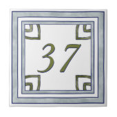Gray and Green Big House Number Tegeltje (Voorkant)