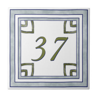 Gray and Green Big House Number Tegeltje