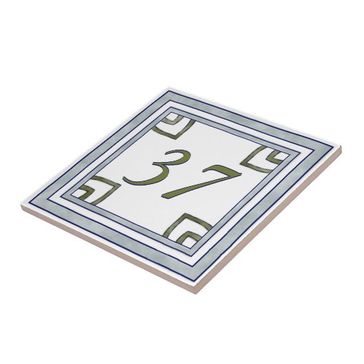 Gray and Green Big House Number Tegeltje (Zijkant)