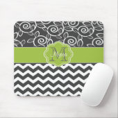 Gray and Green Chevron Personalized Mousepad Muismat (Met muis)