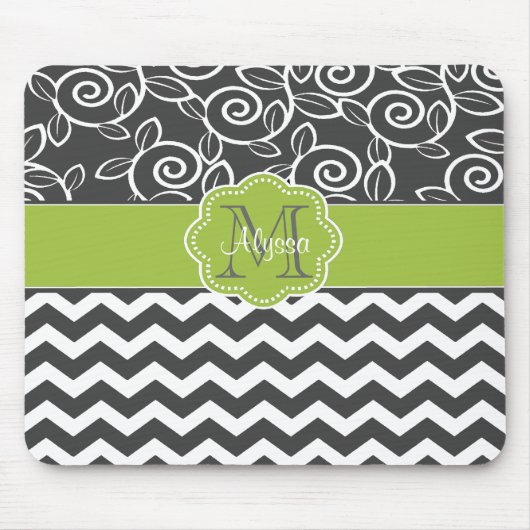 Gray and Green Chevron Personalized Mousepad Muismat (Voorkant)